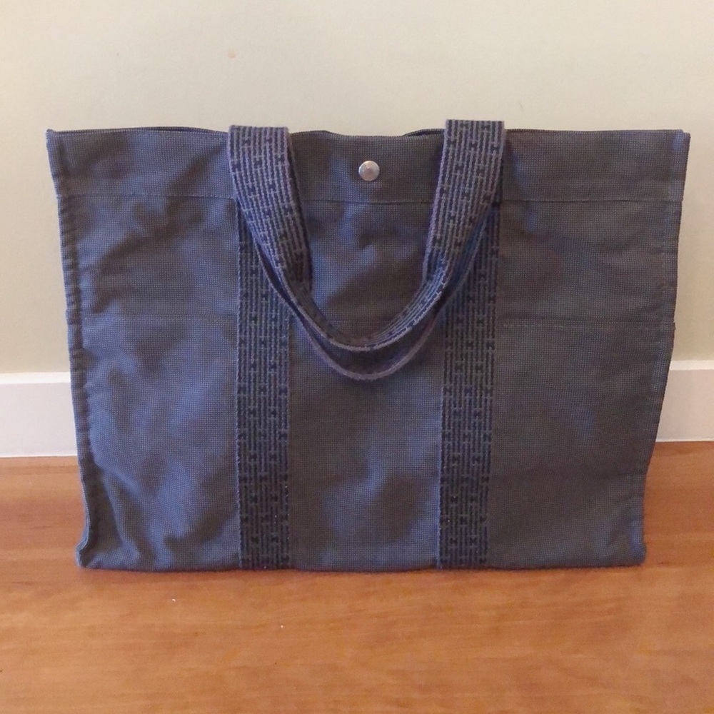 Hermes Herline Grey Canvas Tote Bag GM size